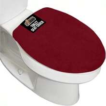 Funda gruesa de espuma viscoelástica para asiento de inodoro suave lavable a máquina tela de felpa color crema marfil-010 - 1'8" x 1'7" (Ovalado)+Borgoña - Ver 3