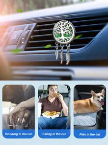 Car Air Vent Clip – Dreamcatcher Tree Of Life Design & Silver Feather Charms, Stainless Steel Aroma Diffuser For Car Interior, Decorative Fragrance Holder,Car Air Vent Interior Accessories - Dreamcatcher Aromatherapy - View 5