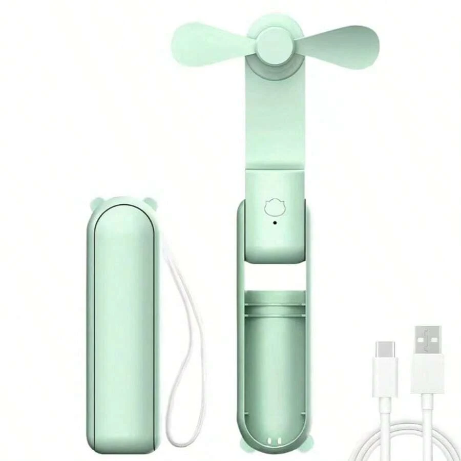 Mini Portable USB Rechargeable Fan, Foldable Handheld Desk Quiet Electric Fan, Suitable For Office, Home, Outdoor, Perfect Summer Gift For Husband Or Wife - Multicolor - View 1