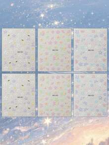 3/6 Sheets 5D Embroidery Flower Nail Stickers Pastel Daisy Bee Nail Art Decals For Spring Summer DIY Manicure - Multicolor - View 2