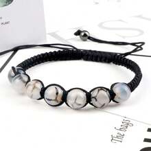 1条幸运红绳编织天然石手链，虎眼石珠编织七珠手链，可调节休闲饰品，适合日常佩戴 - 彩色 - 查看 9