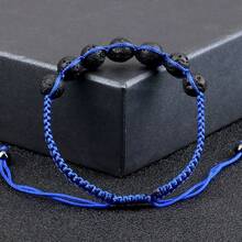 1条幸运红绳编织天然石手链，虎眼石珠编织七珠手链，可调节休闲饰品，适合日常佩戴 - 彩色 - 查看 7