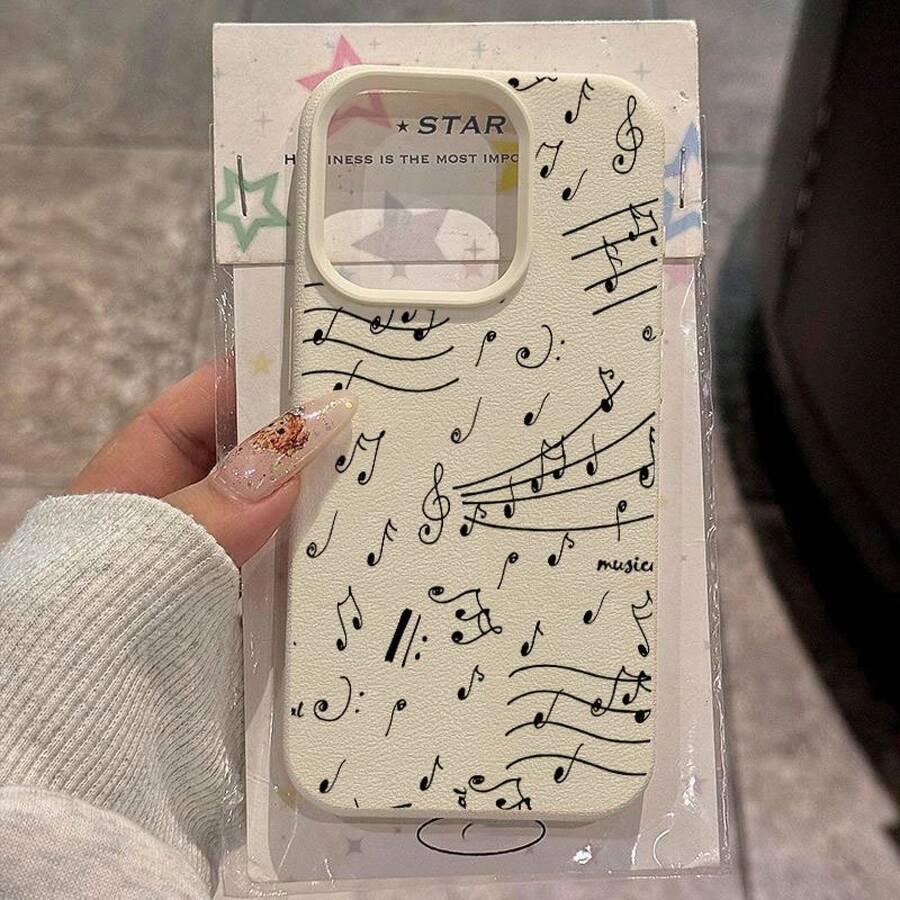 Phone Case: Musical Note Pattern TPU Case For IPhone 16 Pro Max/16/15/14/13P/12/11, Durable Shockproof Protective Cover - Simple Design Gift Idea,Suitable For IPhone17 Air - trắng - Xem 1