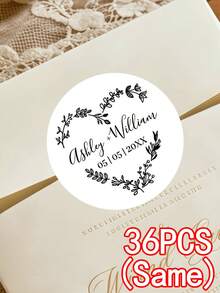 1/12/24/36/48/60 Pcs Customized Wedding Stickers, Round Personalized Couple Name And Date Decals, 6/5/4 Cm Wedding Gift Stickers, Wedding Invitation Seals And Gift Wrapping Labels, Romantic Anniversary And Valentine'S Day Stickers, Self-Adhesive Wedding Celebration Sticker - Regular Model - View 19