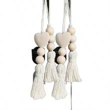 2/4 piezas Corona de cuentas de madera, Decoración de cuentas y borlas de madera, Borlas de cuentas de estilo rústico, Decoración de cuentas de estilo campestre - Multicolor - Ver 4