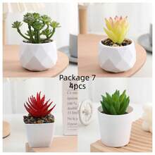 人造绿色植物迷你盆栽，复古仿苔藓塑料花盆，DIY泡沫花束盆栽，人造杜鹃花，家居卧室装饰，多肉植物盆栽，桌面摆件家居装饰 - A - 查看 9