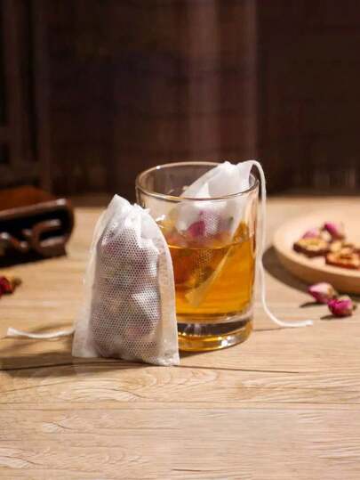 100 pezzi di sacchetti riutilizzabili con laccetto per tè/zuppa, filtri in rete per erbe, bustine per spezie, sacchetti in mussola, sacchetti infusori per brodo d'ossa, colini multifunzione, accessori da cucina