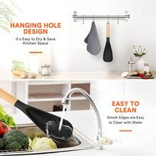 Non-Stick Cooking Spoon, Silicone Spoon For Mixing, Scooping And Scraping, Kitchen Tools, Kitchen Gadgets, Inexpensive Items. - màu đen - Xem 9