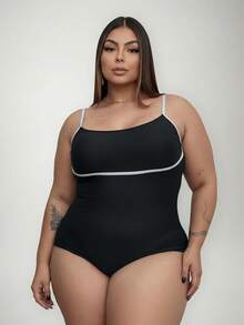 Body Plus Size Suplex Premium Modelador - Alça Fina Confort - Não Fica Transparente - Do G1 ao G3 - Preto - Visão 11