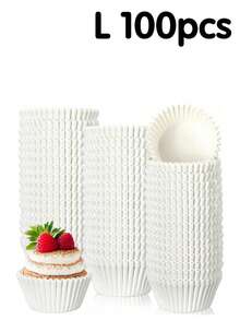 100/500个装烘焙纸杯蛋糕衬垫，甜点烹饪容器，蛋糕纸杯，甜点纸杯，防油烘焙杯，纸杯蛋糕模具，经典烘焙工具，纸质 - 彩色 - 查看 15