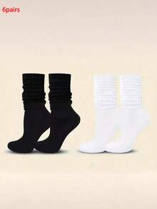 4双装女士宽松针织袜，柔软舒适，保暖透气，时尚百搭，有黑色、白色、深灰色、浅灰色可选。是远足、返校、万圣节和圣诞节的完美礼物。 - 彩色 - 查看 7
