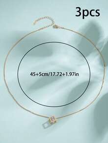 镂空立方体吊坠项链，镶嵌闪亮宝石的优雅颈饰，适合女性和女孩佩戴 - 彩色 - 查看 11