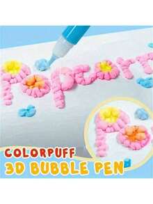 6pcs Set: Bubble Pen, Popcorn Pen, Stress Relief Fun Watercolor Pen, Art Bubble Brush, 3D Bubble Pen, DIY Greeting Card With 3D Magic Doodle, Watercolor Pen, Cotton Pen, Watercolor Pen. Children's DIY Bubble Effect. Office And Home Use. Back To School Season. Easter Gift. - Popcorn Pen - View 2
