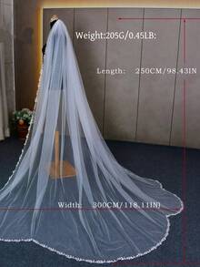 1 件 2.5 米长拖尾蕾丝边新娘头纱，适合婚礼仪式、婚纱摄影，带发梳 - V142 - 查看 8