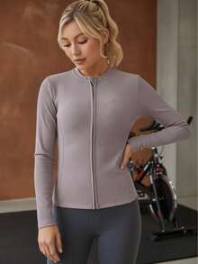 Striped High Elasticity Cycling Jersey, Slim Fit, Breathable, Moisture-Wicking, Road Bike, Spring/Summer, Women - Grey - View 4