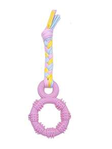 1个新款趣味耐咬磨牙绳结TPR橡胶软尖圆环宠物咀嚼玩具，适合小型/中型犬猫，可缓解无聊，进行互动训练和锻炼 - 彩色 - 查看 10