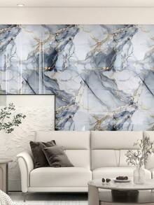 10pcs/Set, 0.9 Sq.M, Faux Ceramic Tile Marble Self-Adhesive Wallpaper, Waterproof Moisture-Proof Wall Decor, Spray Paint Protection, Aluminum Foil Backing For Wall - 10Pcs - View 11
