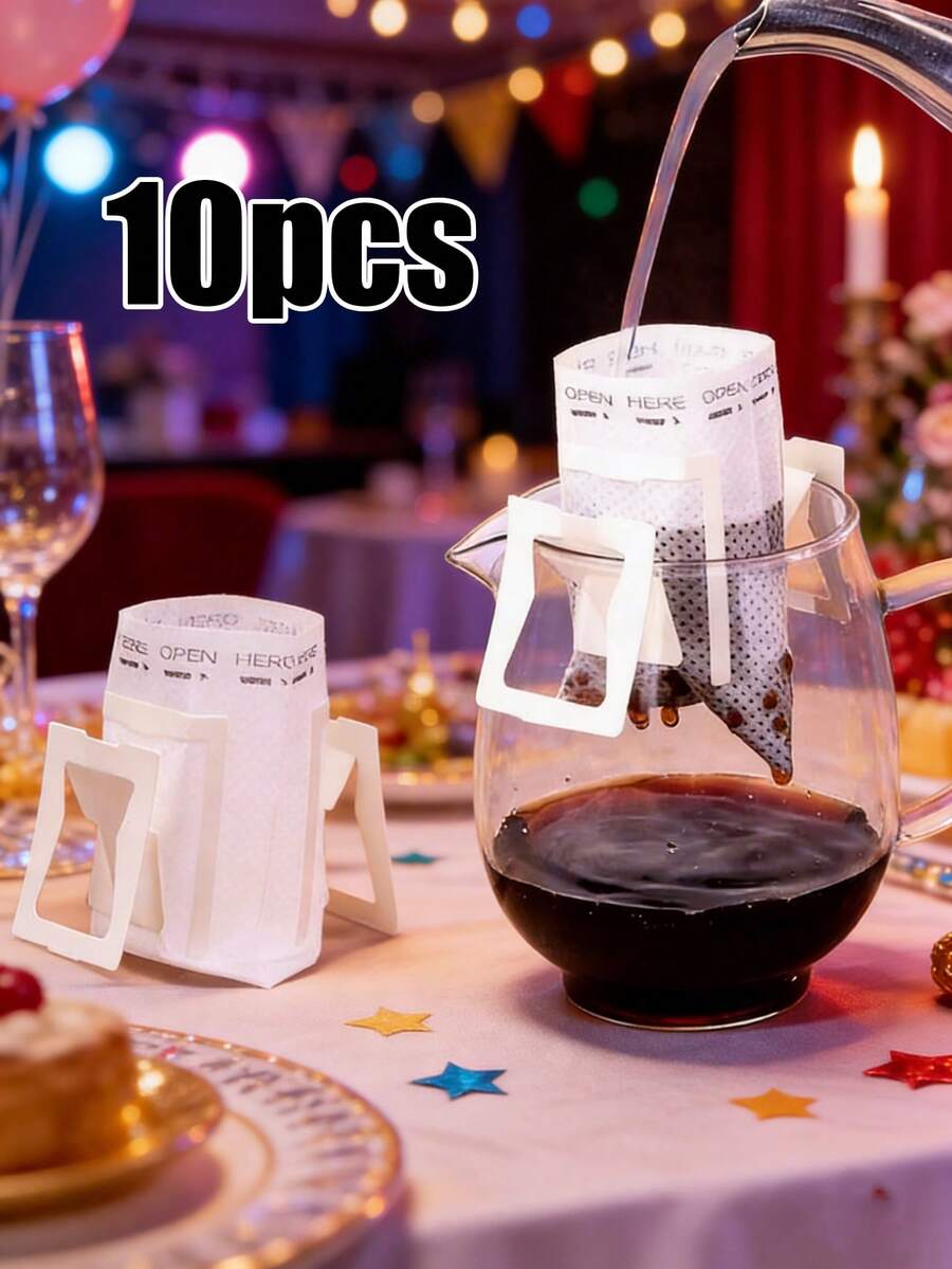 10个便携式挂耳咖啡滤袋，单份一次性滴滤咖啡滤袋，搭配各种咖啡杯/器具，适用于手冲咖啡、茶，旅行、露营、居家和办公，是送给居家爱好者、咖啡爱好者、手冲咖啡爱好者的完美礼物，也适合返校季、海滩、海边、度假、母亲节、夏季、新年、斋月、开斋节、情人节、圣诞节或感恩节等场合。 - 彩色 - 查看 1