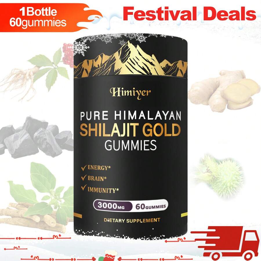 Pure Himalayan Shilajit Gummies 3000mg - Contains 75% Fulvic Acid + Various Herbs | Relieves Stress | Improves Focus | Hypoallergenic Formula | Local Warehouse For Fast Shipping - 300g - Xem 1