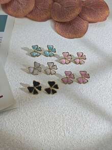 Colorful Enamel Triangle Stud Asymmetrical Statement Earrings For Women Bold Geometric Charm Jewelry Gifts, Unique Baroque Summer Bow Earring Stud Stainless Steel Jewelry Set For Women Summer Beach Vacation Bikini Accessories Attractive Clothes, Wedding Dresses Accessories - Versatile Jewellery P Erfect For Wearing While Swimming, Bathing, Exercising ,Great For Valentines Day, Birthday, Mother Day, And Vacation Surprises. - Gold - View 7