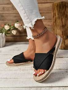 女士时尚沙滩人字拖，大码趾环凉鞋，适合户外度假，露趾拖鞋，女士蝴蝶结装饰平底凉鞋，轻便夏季拖鞋，防滑女士沙滩鞋 - 黑色 - 查看 5