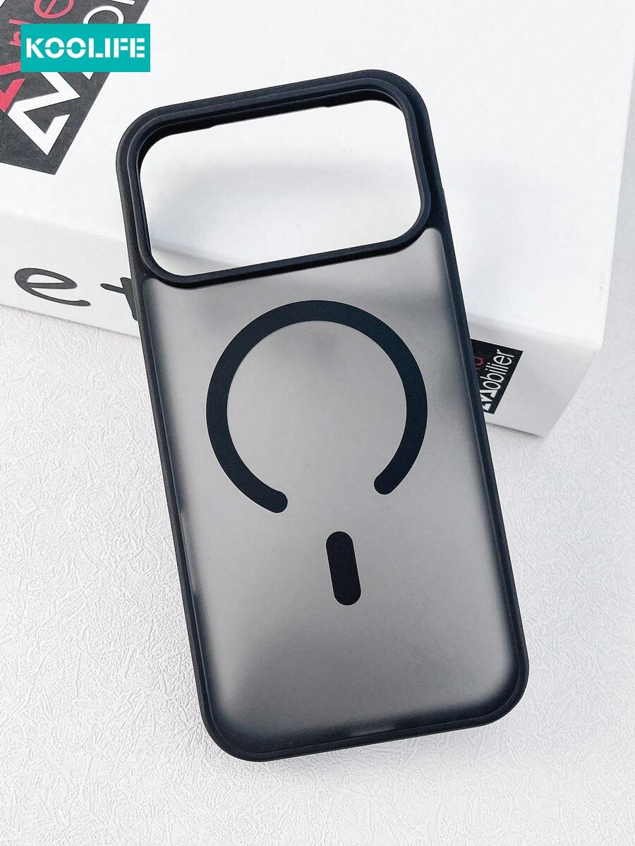 Koolife 1pc Magnetic Phone Case, PC+TPU,2.0mm, Matte Surface, Skin-Friendly Design, Raised Lens Protection, Anti-Slip, Shockproof, Compatible With IPhone 17/17 Pro/17 Pro Max - Black - View 1
