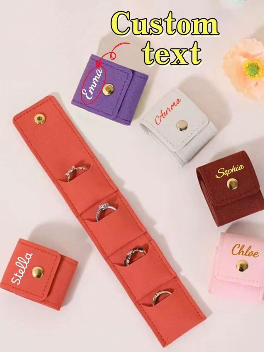 Customizable Foldable Mini Travel Jewelry Bag, Portable Jewelry Organizer Roll, Multi-Compartment Storage Simple Design, For Necklace, Earring And Ring Storage Pouch, Jewelry Small Bag, Suitable For Travel, Daily Use Or Gift