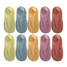 5双装女士夏季薄款船袜拖鞋硅胶防滑冰丝袜无缝隐形浅口透气袜 - 彩色 - 查看 19