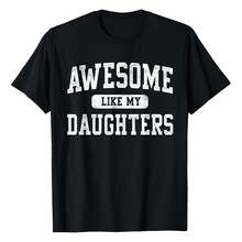 Awesome Like My Daughters Father's Day Dad Gifts Funny T-Shirt Men's Crew Neck Short Sleeve T-Shirt - Classic Fit Basic Tee For Casual Daily Wear & Work - Black - View 1