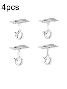 2pcs Ceiling Curtain Rod Brackets, No Drill Top Mount Curtain Rod Holders, Heavy Duty Self-Adhesive Curtain Rod Clips, Adjustable Curtain Hooks Fit 1.2 Inch Diameter Rods, For Closet Bedroom Bathroom Kitchen Apartment Curtain Rods - Multicolor - View 11