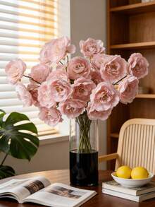 1/3/6 bông hoa sen 5 cánh bằng lụa nhân tạo có thân dài, hoa mẫu đơn dùng để trang trí tiệc cưới, lễ cưới, tự tay cắm hoa. - Màu Hồng baby - Xem 8