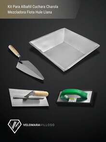 Kit Para Albañil Cuchara 9 Pulgadas Charola Mezcladora Grande 44 cm Llana Canto Liso 11 Pulgadas Flota Hule Herramientas De Construccion - A - Ver 3