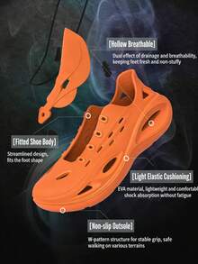 Men's Summer New Breathable Thick Sole Wear-Resistant Lightweight Convenient Outdoor Water Trekking Hollow Trekking Beach Sandals - Burnt Orange - View 2