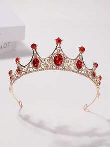 1件欧美风新娘公主3D皇冠头饰，优雅奢华水钻生日发饰，皇冠，头饰，头饰，婚礼皇冠 - 4168 紅色 - 查看 7