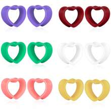 12个/8个装 细心多边形朋克风 8-19mm PLA耳扩，简约时尚个性化耳塞穿刺饰品 女士新款礼物 - 愛心 - 查看 24