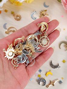 开斋节DIY钥匙扣制作套装，包含星星月亮吊坠、钥匙扣、延长链、开口圈和珠宝钳，创意DIY包包挂饰及珠宝工艺套装材料，开斋节礼物 - 開齋節鑰匙圈套裝 - 查看 3