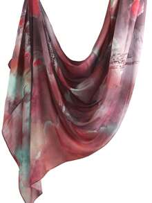 1PC Women's Scarf Bohemian Watercolor, Marble, Water Ripple, Tie Dye Printed Hijab Scarf, Suitable For Daily Wear - Red - View 2