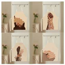 1pc Cartoon Hand Pattern Apron, Creative Funny Fashion Print Home Cleaning Apron, Easy To Wash Kitchen Cooking Apron, Creative Home Apron - Multicolor - View 12