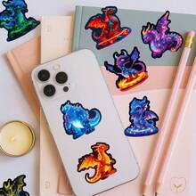 56张返校季龙图案贴纸，可爱夜光防水贴纸，适用于水瓶、笔记本电脑、滑板、行李箱、笔记本、桌面、背包，青少年及成人涂鸦贴纸 - 56件 - 查看 4