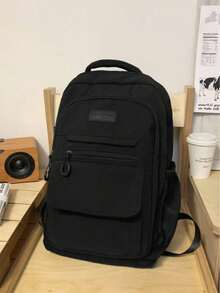 Ruitu Stationery-Black Cargo Style Backpack Large Capacity Casual Daypack - A - View 3