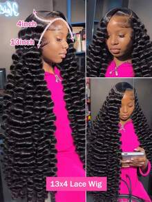 NARNI 40 Inch 250% Density Wear And Go Glueless Human Hair Wig 13x4 HD Loose Deep Wave Lace Front Wigs Human Hair Pre Plucked Wet And Wavy Lace Front Wig Human Hair For Women With Baby Hair Natural Black Color - Natural Black - View 12