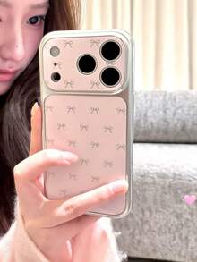 Ốp lưng da mềm màu hồng thắt nơ bảo vệ điện thoại, tương thích với iPhone 17 Pro Max, 17, 16 Pro, 14, 13, 15, chống sốc và thời trang. - Hồng - Xem 2