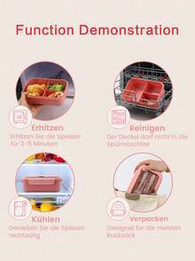 午餐盒套装，包含便当盒及餐具、早餐杯、燕麦杯、保温袋，适合工作、学校和户外活动，分隔式午餐盒，返校学生用品 - 彩色 - 查看 10