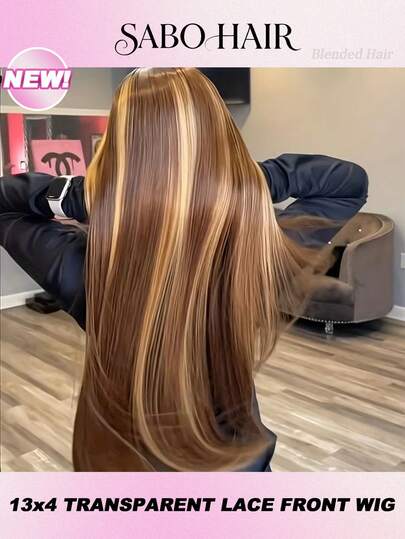 32 Inch Long Straight Lace Front Wig 13*4 HD Wigs Human Frontal Hair HD Lace Front Wig Pre Plucked With Baby Hair 5x5 Gluelesess Put And Go Bleached Knots Virgin Hair Natural Hairline Easy-To-Wear For Women #4/27 Highlight Blended Hair