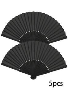 1/3/5/10 piezas Abanico plegable clásico negro, marco de bambú, adecuado para estilo chino o español, ideal para bodas, fiestas, actuaciones, baile, decoración del hogar, festivales, cumpleaños y regalos de graduación - Multicolor - Ver 7