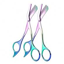 Bello Paratu 2/4pcs Stainless Steel Eyebrow Trimmer Scissors With Comb, 2-In-1 Eyebrow Grooming Tool - Multicolor - View 10