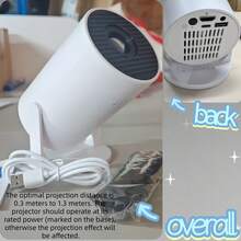 2026 Latest Portable Projector HY200 - 1080P Home Theater, Built-In Android 11.0, WiFi 6 And 2.4G Wireless Network, Suitable For Various Scenarios Such As Home Theater, Gaming And Presentation. (Optimal Projection Distance: 0.3 Meters-1.3 Meters, Projector Should Operate At The Specified Rated Power, Otherwise It May Affect The Projection Effect). - Multicolor - View 12