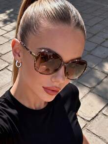 1 par de óculos unissex com estampa de leopardo, estilo boêmio, ideais para viagens ao ar livre, caminhadas, volta às aulas, dia a dia e fotografia de rua. - Folhas de chá duplas emolduradas por casco de tartaruga branca - Ver 1