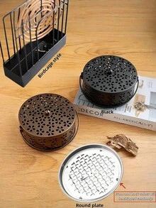 1个悬挂式蚊香架，复古金色鸟笼香炉，适用于户外露营庭院，防锈金属装饰，家居花园礼品（多种款式可选） - 彩色 - 查看 3