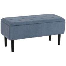 Storage Bench, Bed Bench, Upholstered Bench With Hinged Lid, Chest Bench, For Living Room, Bedroom, Blue, 95 X 38 X 45 Cm